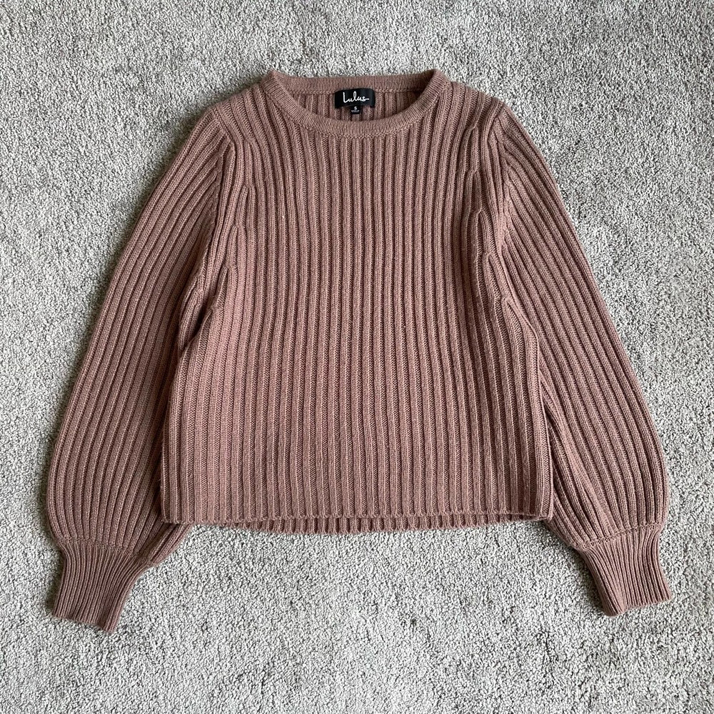 Lulu's Brown Ribbed Crew Neck Sweater